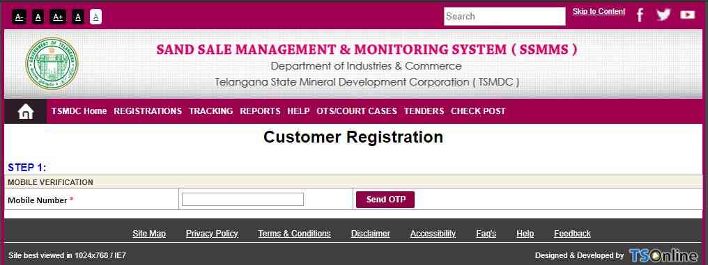 TS Sand Booking Customer Registration