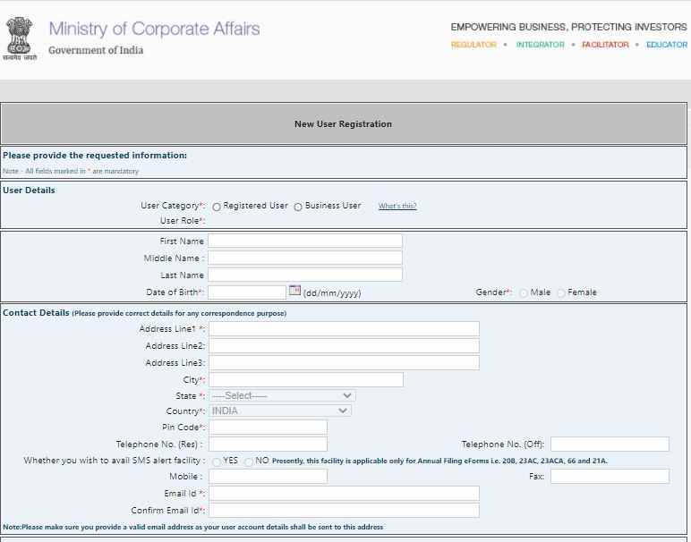 MCA21 Portal Login, Services, Compliance Filing, Master Data&LLP Name