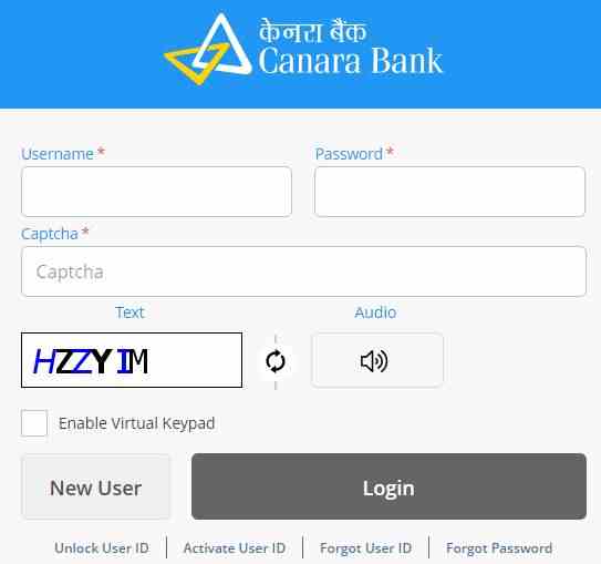 Canara Bank Portal Login