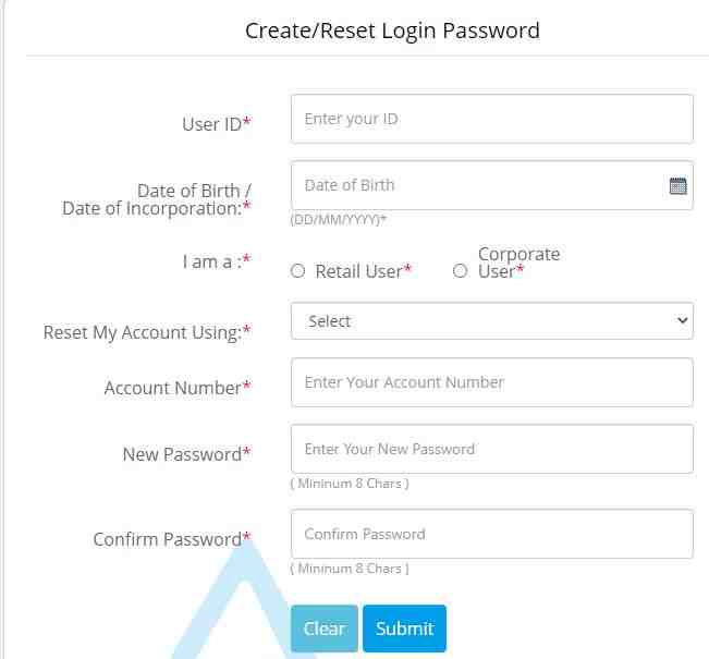 Canara Bank Reset Password