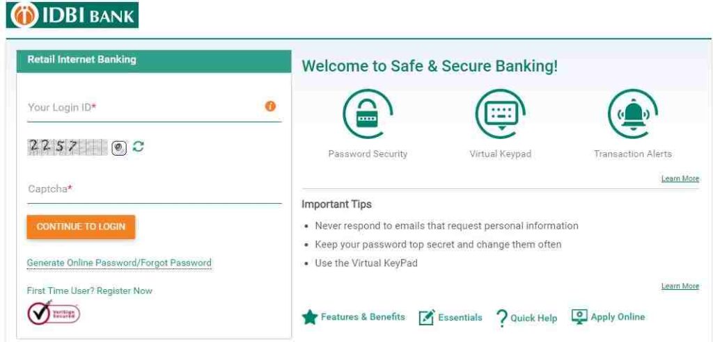 IDBI Net Banking Forgot Password