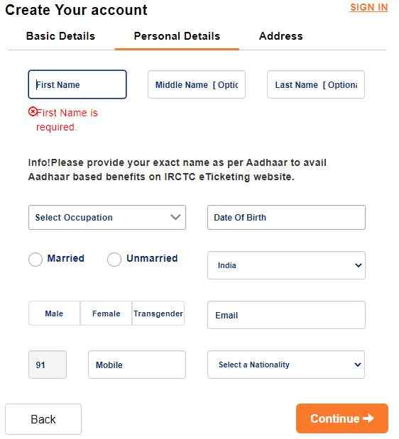 IRCTC Next Generation Portal New Registration