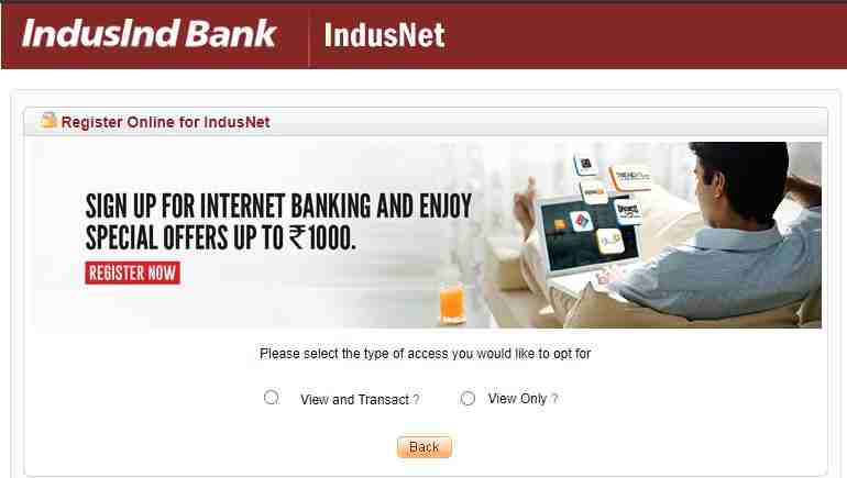 Indusind Net Banking Registration