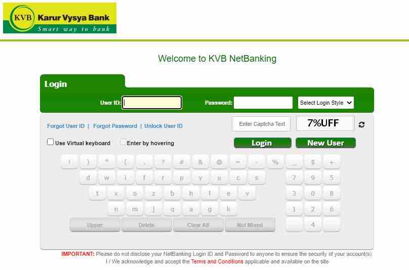 Karur Vysya Bank Net Banking Login