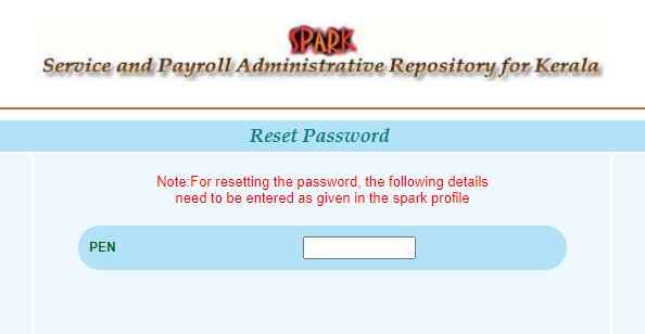 Reset Password Spark Portal