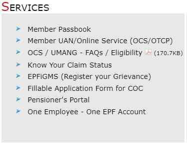 EPFO portal Services