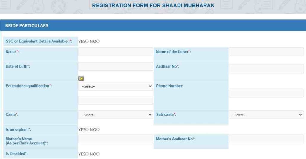 Shaadi Mubarak Scheme Registration