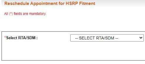 Reschedule Appointment for HSRP Fitment