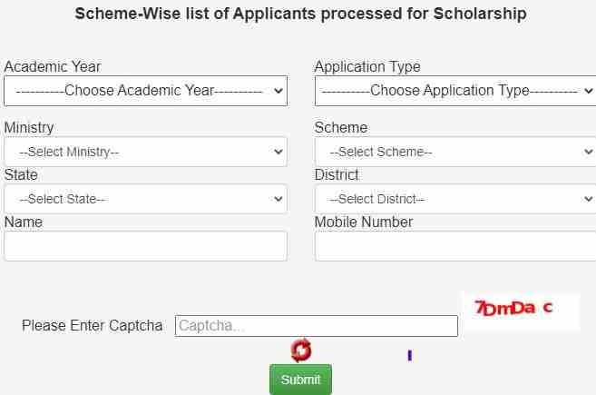 Scheme-Wise list of Applicants