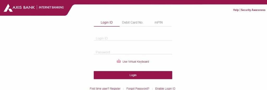 Activate Axis Bank Credit Card using Net Banking