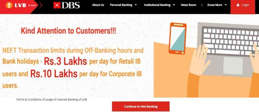 Lakshmi Vilas Bank Net Banking Registration
