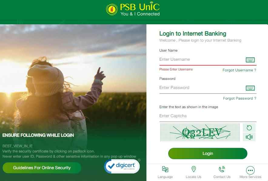 PSB Net Banking Login