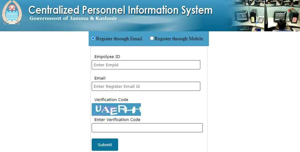 Jammu Kashmir Employee HRMS Registration